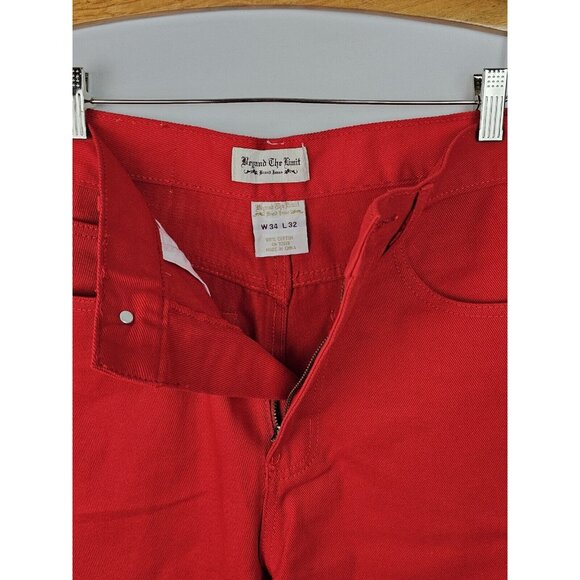 Beyond The Limit Men's Jeans Size 34 x 32 Red Straight Leg Denim Jean Pants - Picture 5 of 10